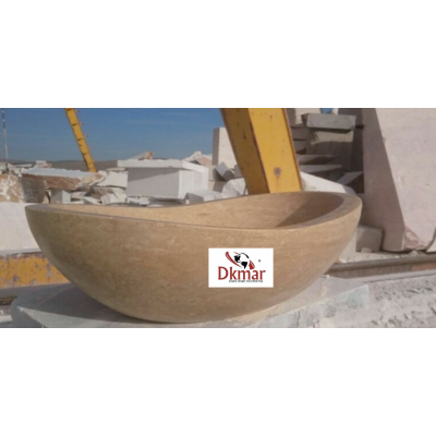 Traverten balıkçı kayık lavabo 