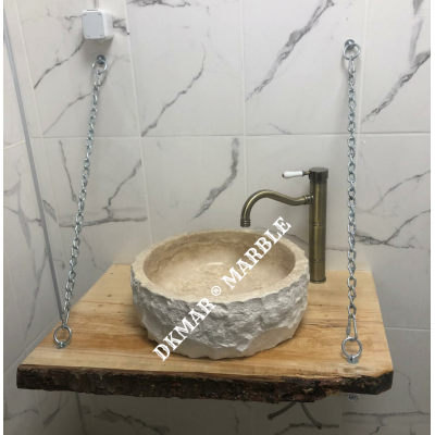 TRAVERTEN KÜTÜK LAVABO STANDART (42*15)CM