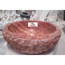 RED TRAVERTEN DIŞI PATLATMA ÇANAK LAVABO  